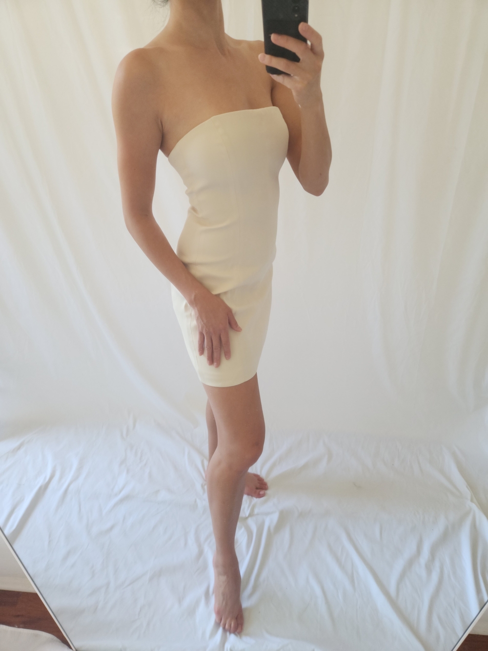 Meshki Strapless Cream Bodycon Mini - Picture 6 of 14